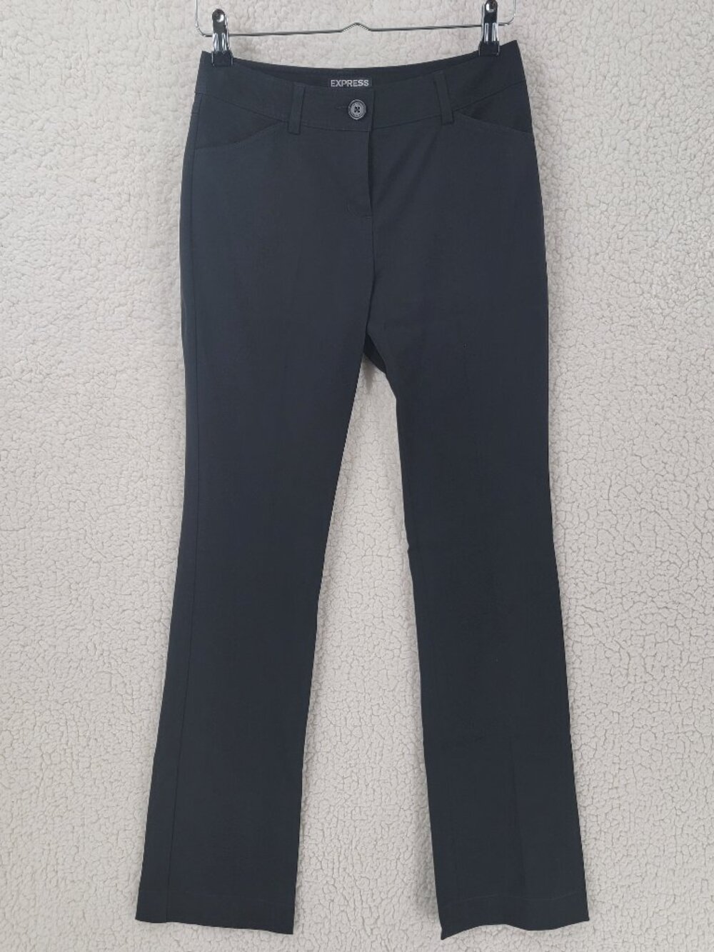 Express Editor Womens Black Dress Pants Front Button Size 00R